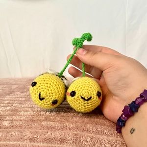 Summer crochet cherry bee car Accessory